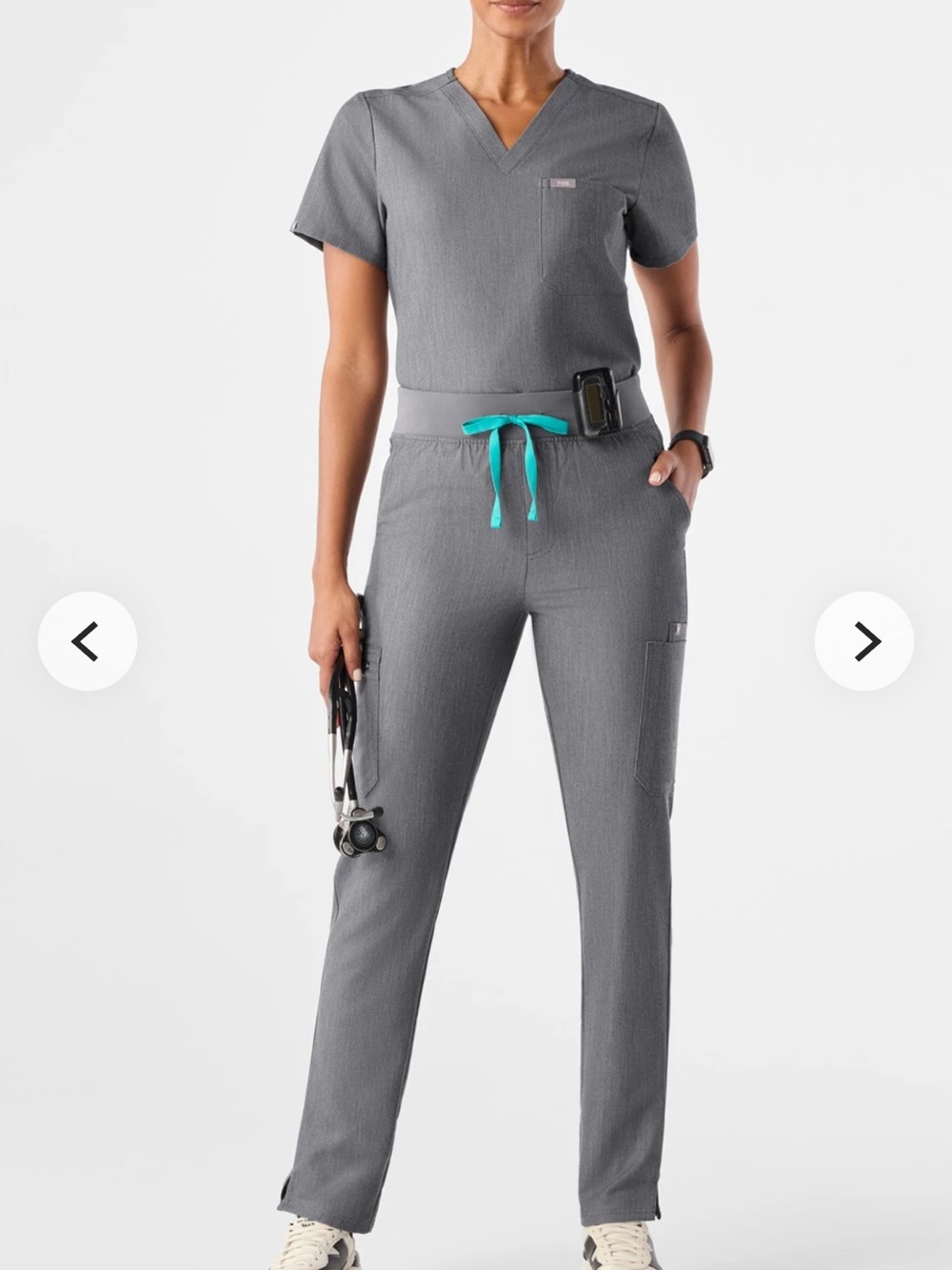 Figs Yola High-Rise Slim Scrub Pant and Caterina One Pocket Scrub Top